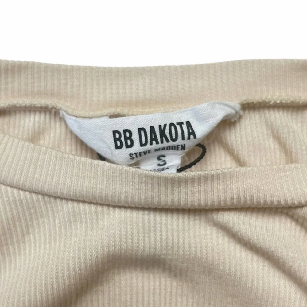 BB Dakota | Cream Ribbed Sleeveless Side Ruched One-Piece Dress